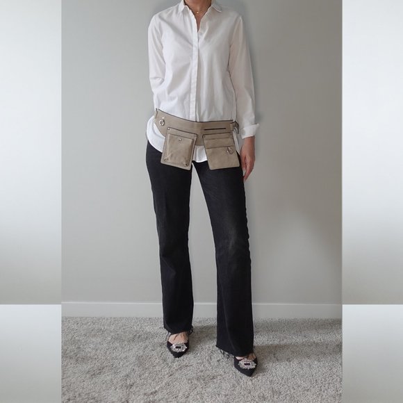 Zara Tan Beige Suede Utility Style Belt Bag - Picture 5 of 11